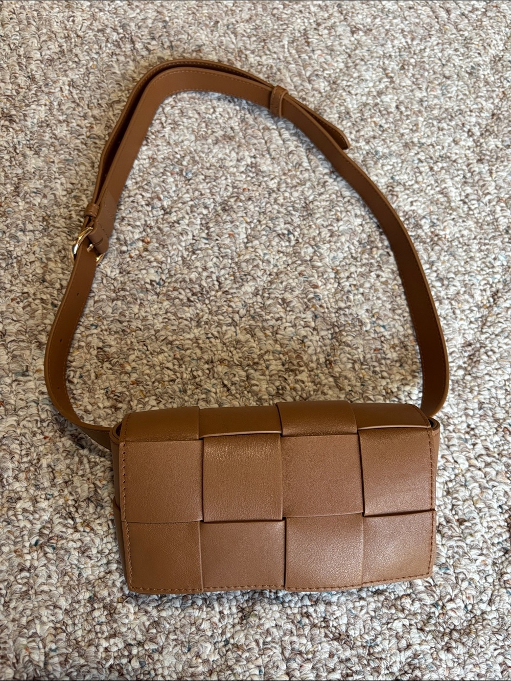 Quince Woven Leather Belt Bag in Brown
